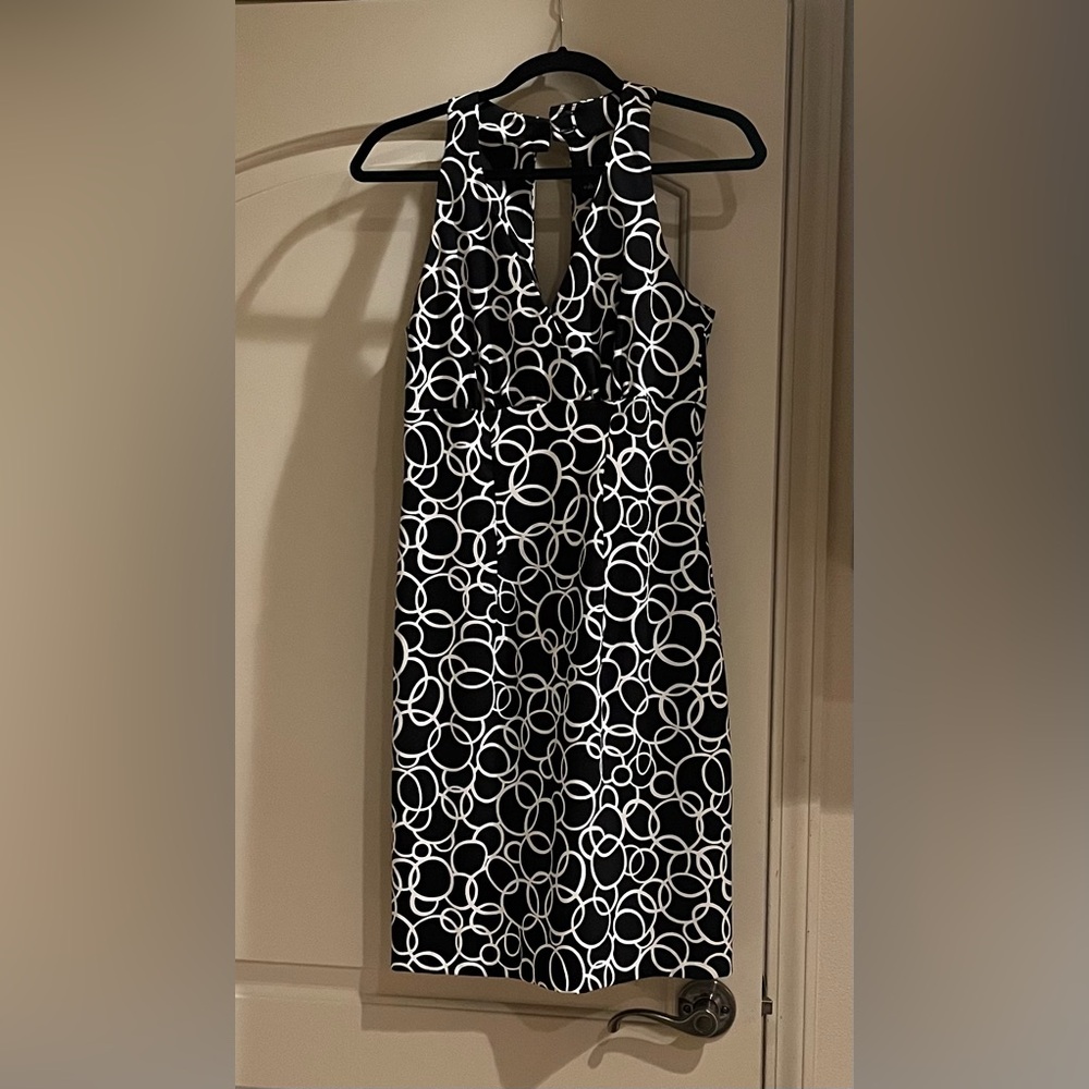 Connected Apparel Black and White halter Dress size 6